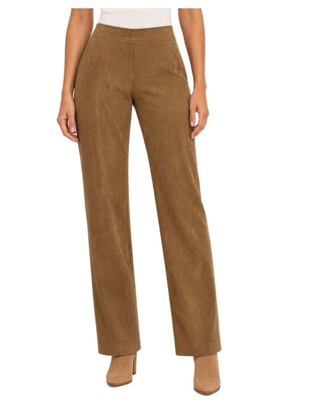 Danier Genuine Tan Suede Leather Pants 10 Straight Leg 70s Boho Luxe Tailored